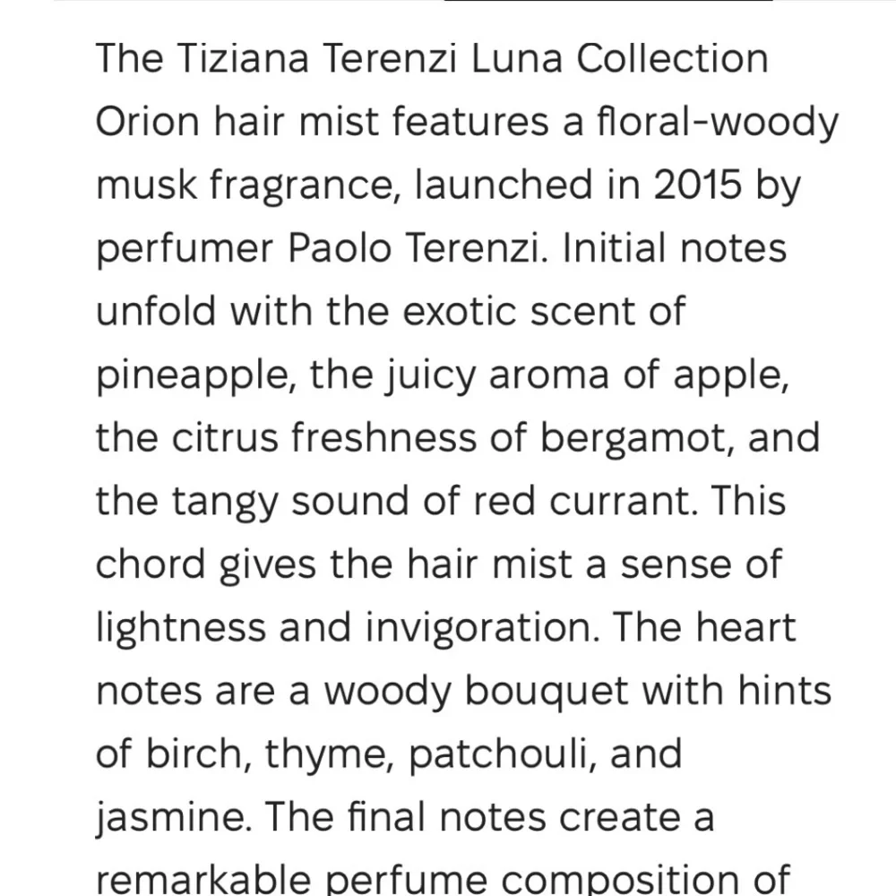 NWOT Tiziana Terenzi hair Fragrance